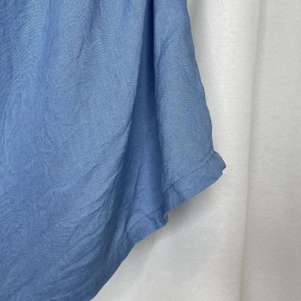 Seed Heritage Blue Linen One Shoulder Blouse Top Size 10 Asymmetric Casual Women - Picture 13 of 16